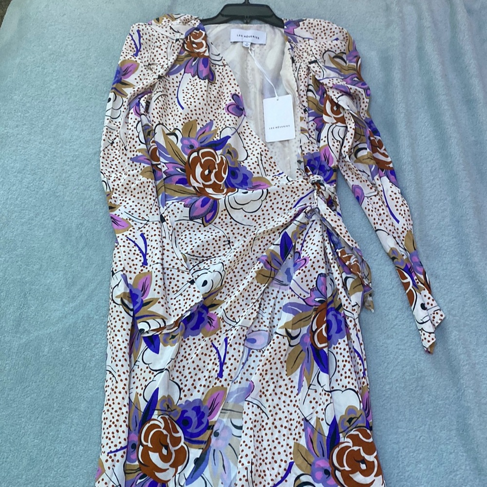 Floral Dot Long Sleeve Wrap Dress size 6